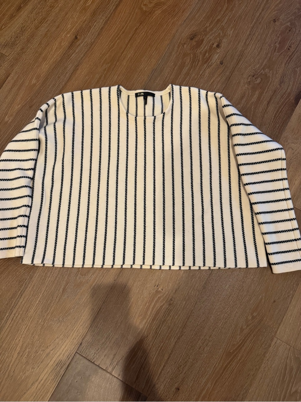Maje "Kroisette" striped cropped pullover sweater, size 1.